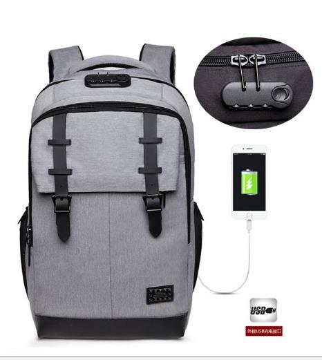 The new oxford cloth double shoulder bag male creative style computer backpack usb charging casual security travel backpack 8979