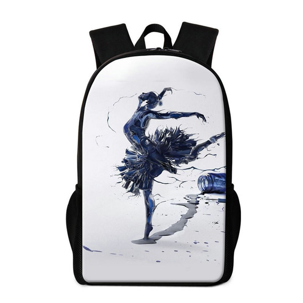 Art Backpack for Children Ballet Dancing Girl Printed School Bookbag Lightweight Back Pack Girly Rucksack for Middle School Students Mochila