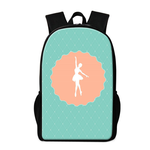 Cute School Backpack Pattern for Chidlren Green Ballet Grils Bagpack Day Pack for Girls Trendy Bookbag Pattern for Primary Student Mochilas