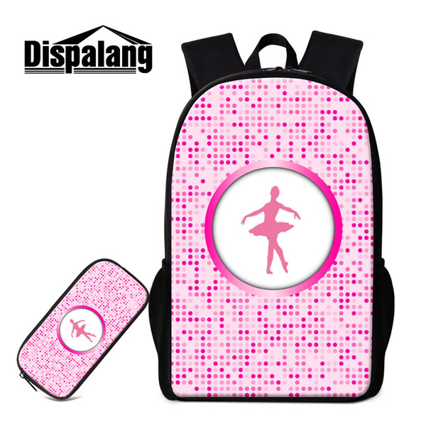 2018 Pink School Backpack Pencil Case for Girls Teenager Shoulder Bookbag Trendy Rucksack for Children Mochilas Ballet Printed Rucksack Kids