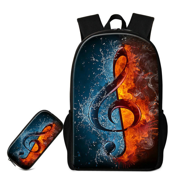 Musical Note School Bags For Teenage Girls Boys 2 PCS/Set Backpack+Pencil Case For Primary Students Children Daily Mochilas Bookbags Rugtas