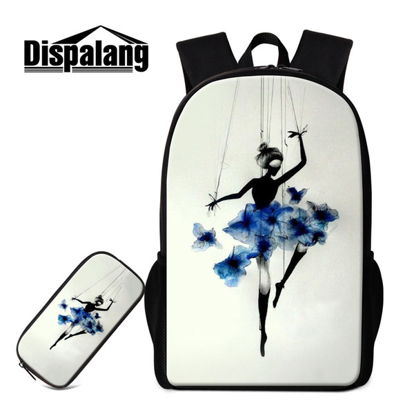 Art Backpack and Pencil Case for Children Ballet Girls Designer Shoulder Bookbag for Primary Students Personalized Girly Rucksack Mochilas