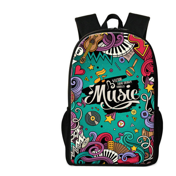 16 Inch Large School Backpack For Teenagers Musical Note Printed Mochilas Escolar Children's Daily Daypacks Music Pattern Bagpacks Sac A Dos