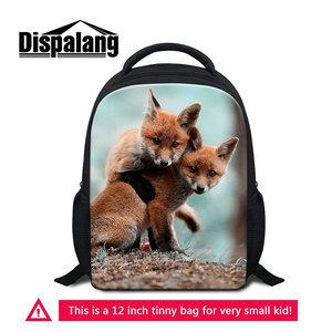 Cute 3D Animal Fox Print Small Bookbag Back Pack For Kindergarten Children Little Boys Girls Daypack Book Rucksack 600D Polyester