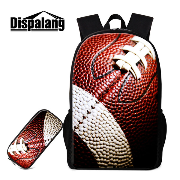 American Football Backpack for Children 2 Piece/Set Big Pencil Bag Soprts Rugby School Bags Element Bookbag Rucksack for Teens Kids Mochilas