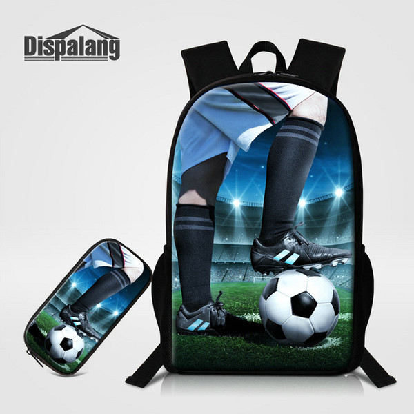 3D Printing Soccer Pupil School Bags 2 PCS/Set Kids Pencil Case Backpacks Personality Basketball Bookbags For Boys Men's Bagpacks Schoolbags