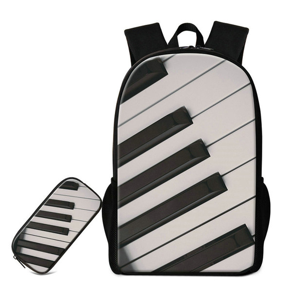 3D Piano Guitar School Bags Musical Note Schoolbags Bookbags With Pencil Bag Women Men Traveling Bagpacks Children's Fashion Backpack Rugzak