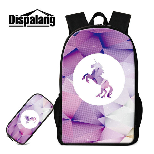 Top Quality Schoolbags For Teenage Girls Boys 2 PCS Set Backpacks Pencil Case To School Cartoon Unicorn Printing Designer Bookbags Knapsack