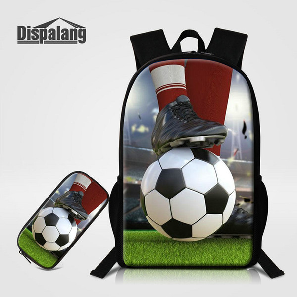 Men Backpacks Football School Bags For Teenagers Boys 2 PCS/Set Back Pack Pencil Case For Primary Soccer Rucksack Basketball Mochila Bagpack