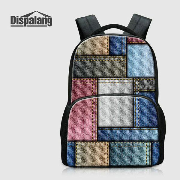 17 Inch Women Travel Backpack For Laptop Denim Plaid School Bags For Teenage Girls Boys Canvas Notebook Computer Men Bagpack College Mochila