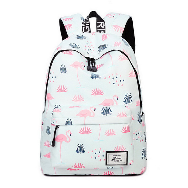 2018 Hot Sale Classic Flamingo School Backpacks For Girls Waterproof White Print Travel Laptop Bag Teenage Children Shoulder Bags