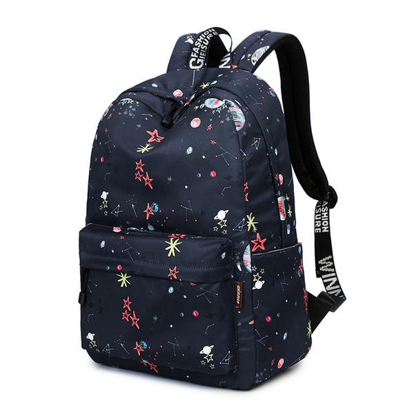 Cool Stars Black Backpack For Teenagers Girls Print Polyester Large Capacity Children School Bags Casual Travel Shoulder Bag Women