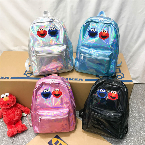 4styles Sesame Street cartoon laser school bag backpack student Leisure outdoor travel backpack large capacity schoolbag FFA1916