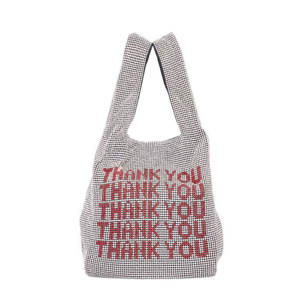 Thank you sequins Bags Women Small Tote Bags Crystal Bling bling Fashion Lady Bucket Handbags Vest Girls Glitter Purses Brand