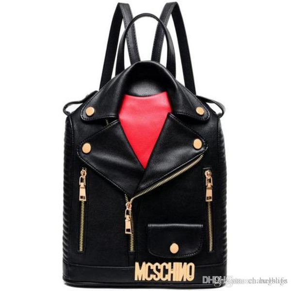 New Design Backpack High Quality Men Women PU Leather Jacket Bags Clothing Shoulder Bag Day Clutch Purse Bags Motorcycle Punk