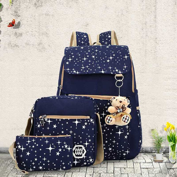 Wholesale- 2018 Large Capacity Cute Backpack With Bear School Bags For Teenagers Girls Backpacks Dots Printing laptop bag