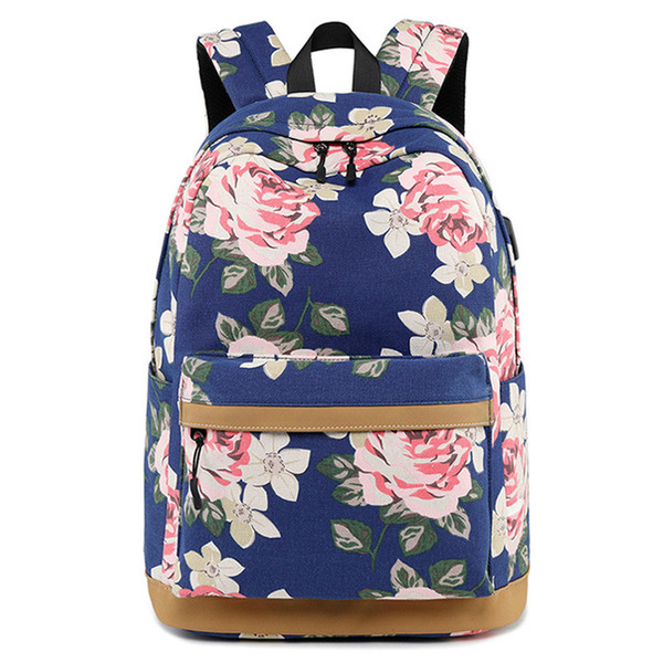 2019 brand hot New canvas shoulder bag female printing middle school bag leisure outdoor backpack female cross-border leisure computer bag