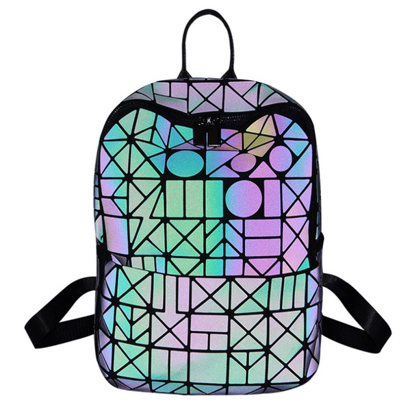 Hot selling popular style! ! ! Lingge geometric men and women bag fashion laser luminous backpack free shipping