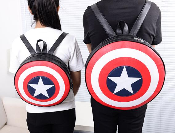 Backpacks School Bags fashion American Bag Captain America Shield backpack preppy style students backpack circle Round bag Couple Backpack