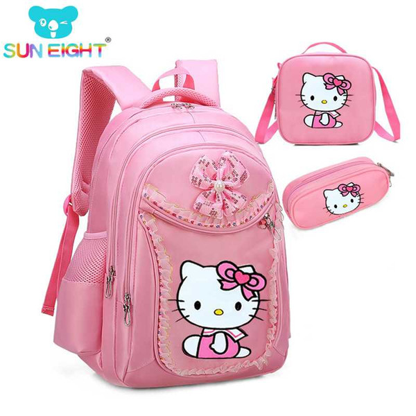 Hello Kitty Girl's School Bags Cartoon Pattern Kid Backpack Children School Backpack Girl Bag