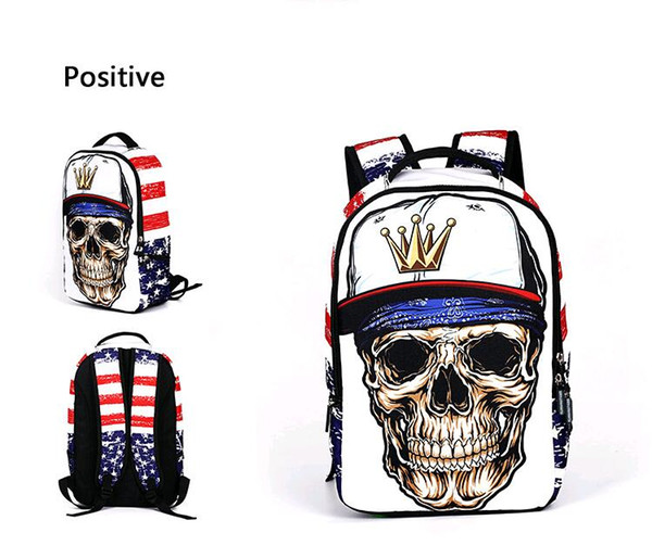 hot selling 2019 male sports backpack women school bag skull travel backpack