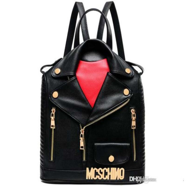 New Design Backpack High Quality Men Women PU Leather Jacket Bags Clothing Shoulder Bag Day Clutch Purse Bags Motorcycle Punk