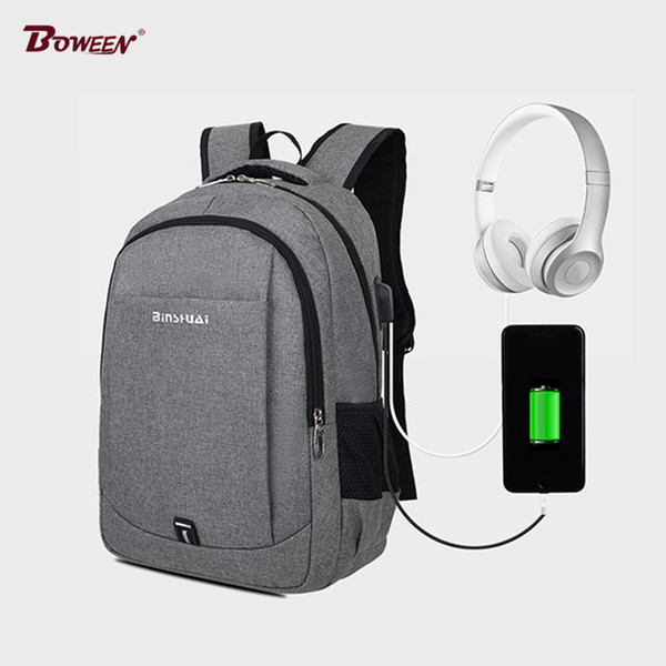 usb charging schoolbags for teenagers boys University student high school bags black Oxford backpack men women 2019