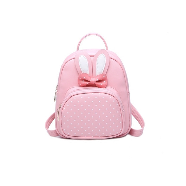 Kajie 2018 Small Backpacks For Teenage Girls Bunny Cute Backpack Women Leather Polka Dot Bow Back Bag Pink Feminina