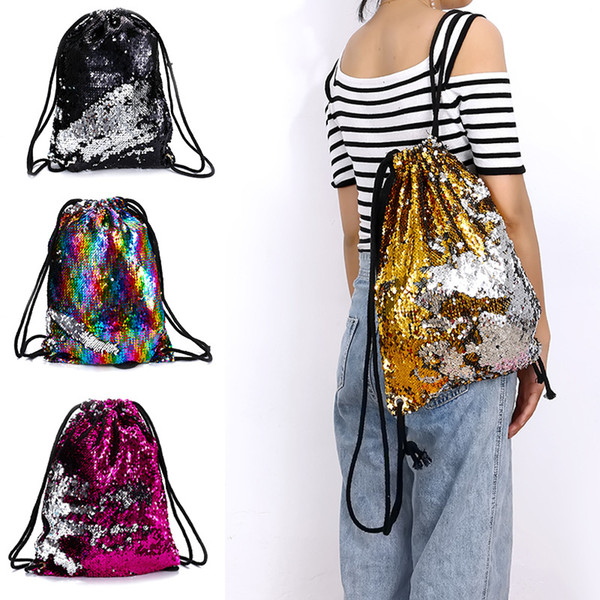 Designer Backpack Sequins Drawstring Bags Reversible Paillette Outdoor Backpack Glitter Sports Shoulder Messenger Bags Travel Bag