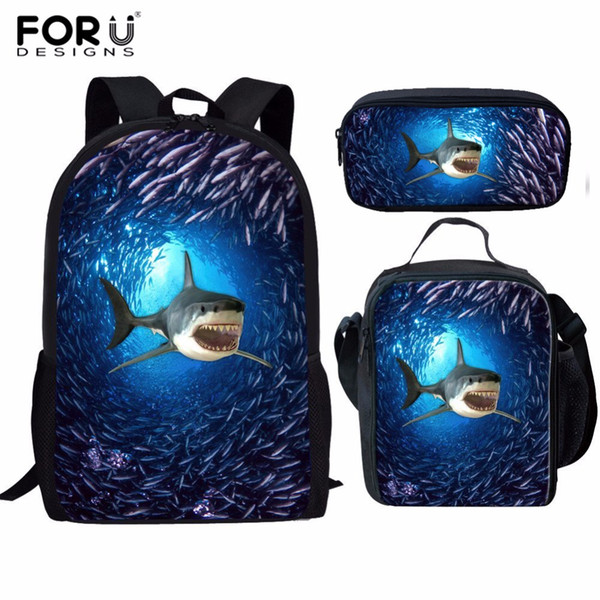 FORUDESIGNS Children School Bags set for Girls Boys Shark Dolphins Schoolbag kids Primary school Backpack Kids Satchel