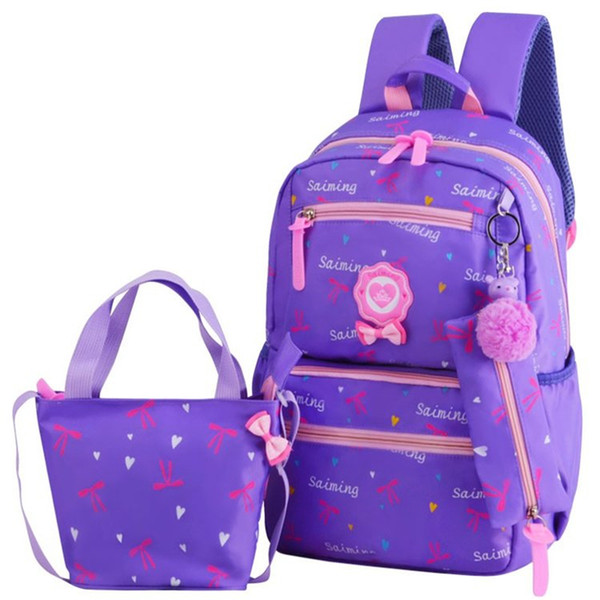 Joypessie Hot Bow Printing Fashion Children School Bag For Girls Teenagers Women Backpack 3pcs Set Schoolbag Backpack