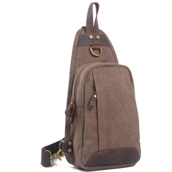 European and American retro casual chest bag with crazy horse leather outdoor small bag men and women style canvas bag