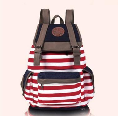 S5Q Women's Hasp Striped Bookbag Accessories Travel Rucksack Women Chirstmas School Bag Satchel Canvas Backpack AAACYV