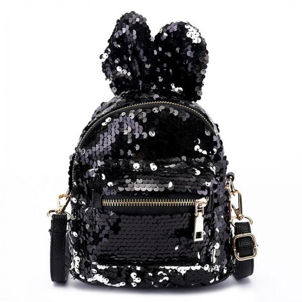 Mini sequin Backpacks For Girls Women Rabbit Ears Rucksack Cartoon Label Purse Zipper Shoulder Small Bag MMA1342 30pcs