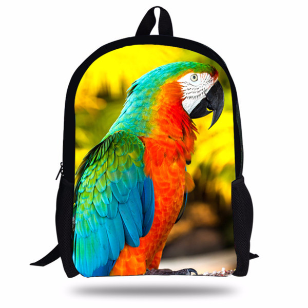 Fashion 16-Inch Hot Animal Print Bags For Kids Parrot Pattern Backpack For Children Boys lory Animal Backpack School Girls