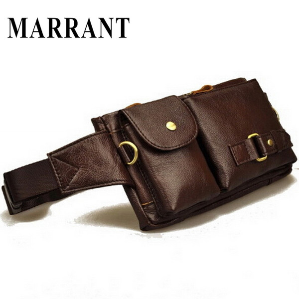 Vintage Genuine Leather Waist Packs Fanny Pack Fashion Men Messenger Small Bag Phone Pouch Bag Outdoor Travel Sports Waist Pack