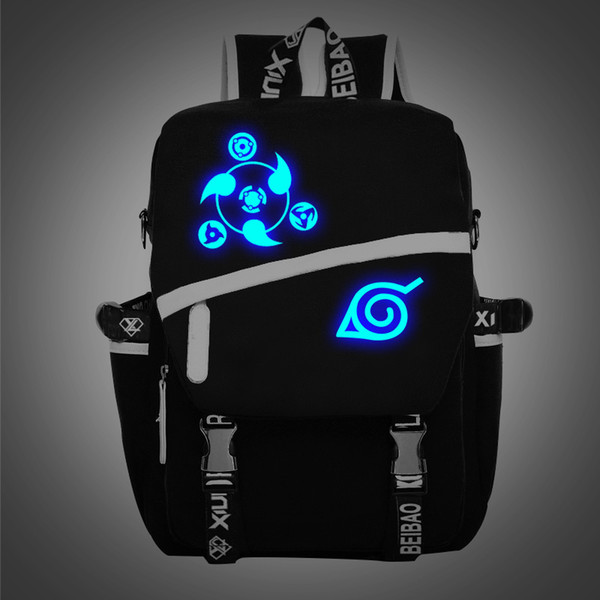 Free Shipping New Noctilucent Naruto Backpack Boy Girl Hokage Ninjia School Bags For Teenagers Japanese Anime Canvas Backpacks