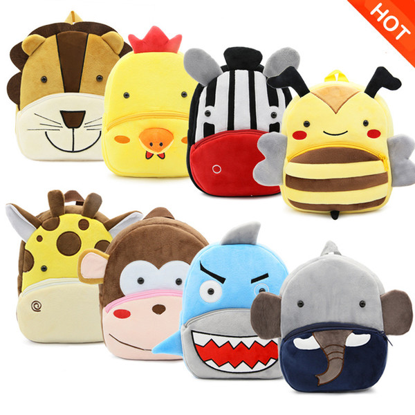 21 colors 3D Cartoon Plush Children Backpacks kindergarten Schoolbag Animal Kids Backpack Children School Bags Girls Boys Backpacks HK334