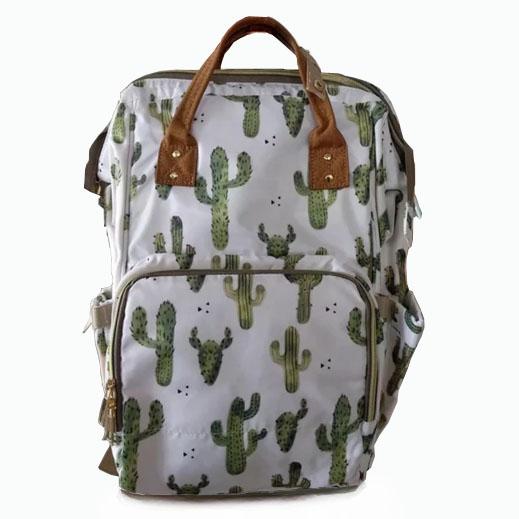 Wholesale Functional Cactus Backpack Canvas Customized Diaper Pack, Mummy Pack DOM-108802