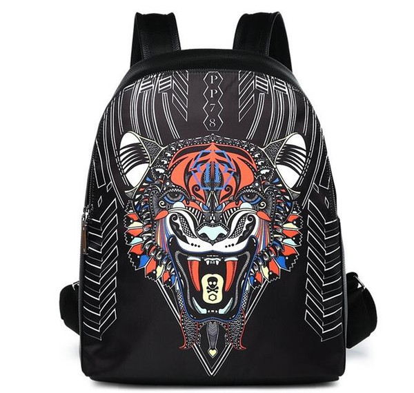 Luxury brand cool animal boy tiger head New Fashion men designer Backpacks Wholesale Leather PU Backpack School computer Bags