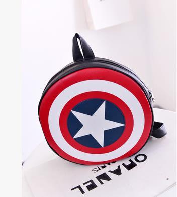 Backpacks American Bag Captain Patent Leather America Shield Polyester backpack preppy backpack circle Round bag Nylon Couple Backpack