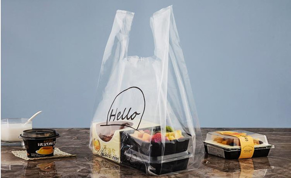 shopping bag for bread and take out food package HELLO printed 3 size option food grade Plastic shopping package bag 1 lot 50 piece