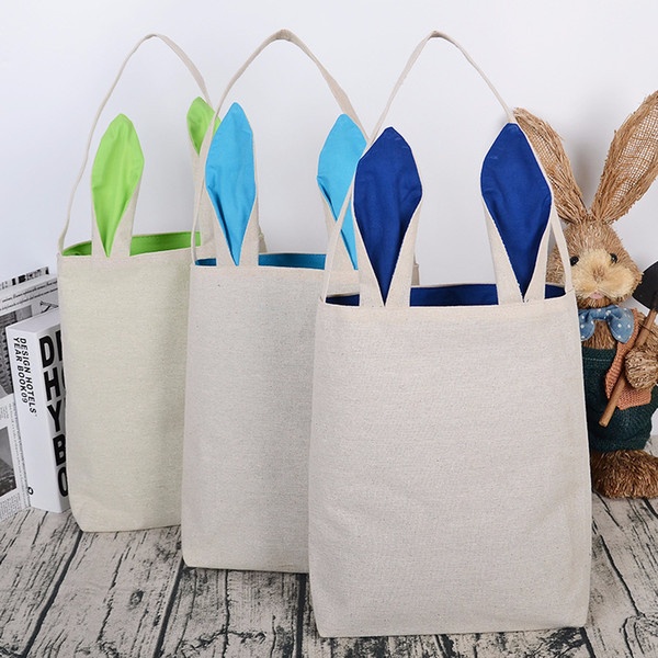 Creative simple cotton shopping bag Easter candy gift bag DIY custom hand-painted cotton rabbit ears portable decorative shoulder bag