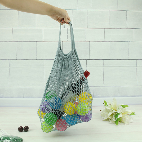 Simple Cotton Supermarket Multicolor Weaving Green Dyeing Shopping Bag Portable Portable Mesh Bag Large Capacity Storage Bag