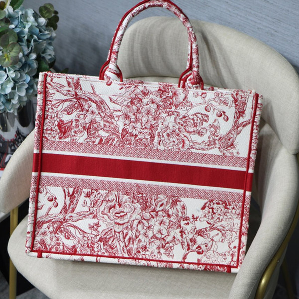 2020 New Fashion high quality embroidery Classic Colorful flowers Embroidery Shopping Bag, Large Space, Baitie Fashion Pattern Stitching