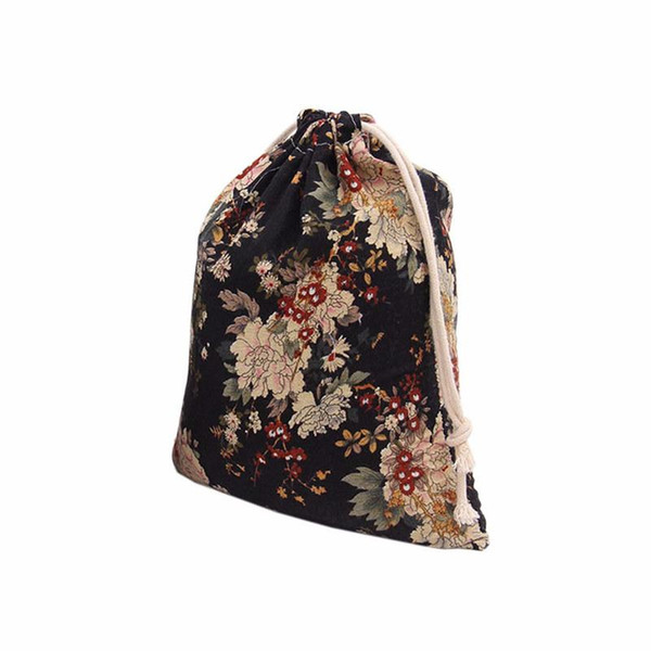 Peony Printing Drawstring Beam Port Candy Bags for shopping travelling as lovely gift M L Size Travel Bag A12