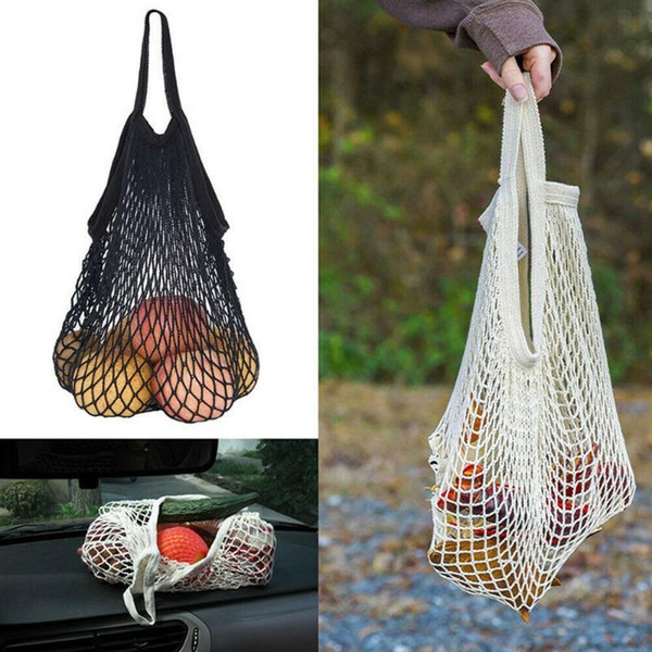Supermarket Shopping Bag Solid Portable Large Capacity Handbags Mesh Net Cotton Blend Folding Fruit Storage Tote Outdoor