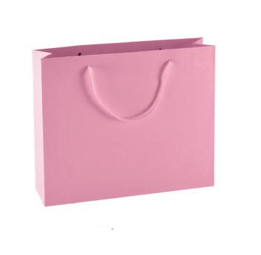 Horizontal pink color 11 sizes stock and customized ivory board paper gift bag paper bag shopping bag ELB157