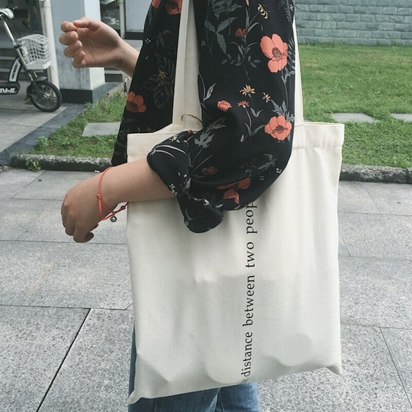 Women Canvas Bags Letter Printing Tote Shopping Bags Casual Cloth Shoulder Bag For Girls Ladies Shopper With Zipper