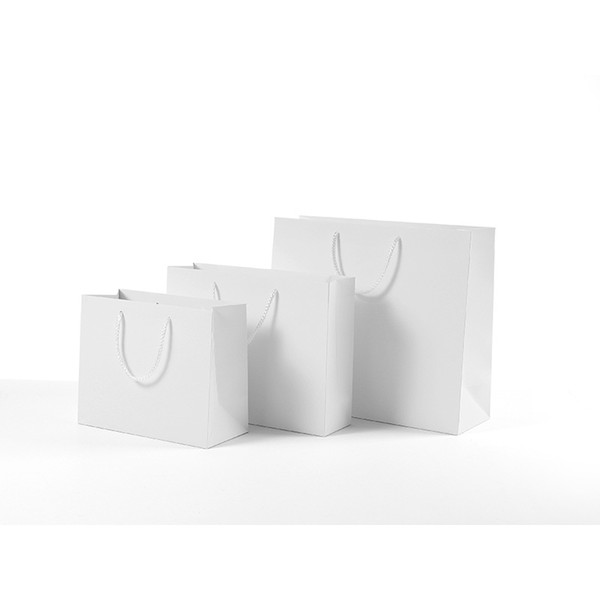 2019 New Paper bag thick paper 6 sizes clothing gift bag shopping white paper tote bag